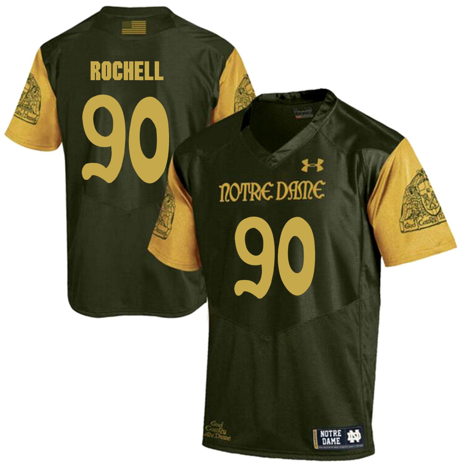 Men Norte Dame Fighting Irish 90 Rochell Green Customized NCAA Jerseys